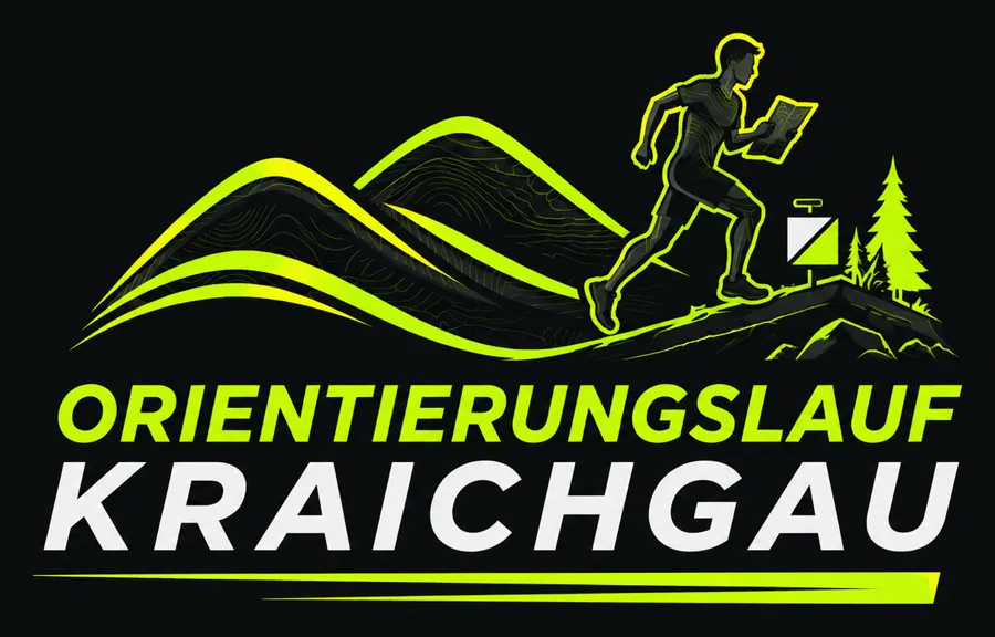 Logo „Orientierungslauf Kraichgau“: Läufer mit Karte am OL-Posten