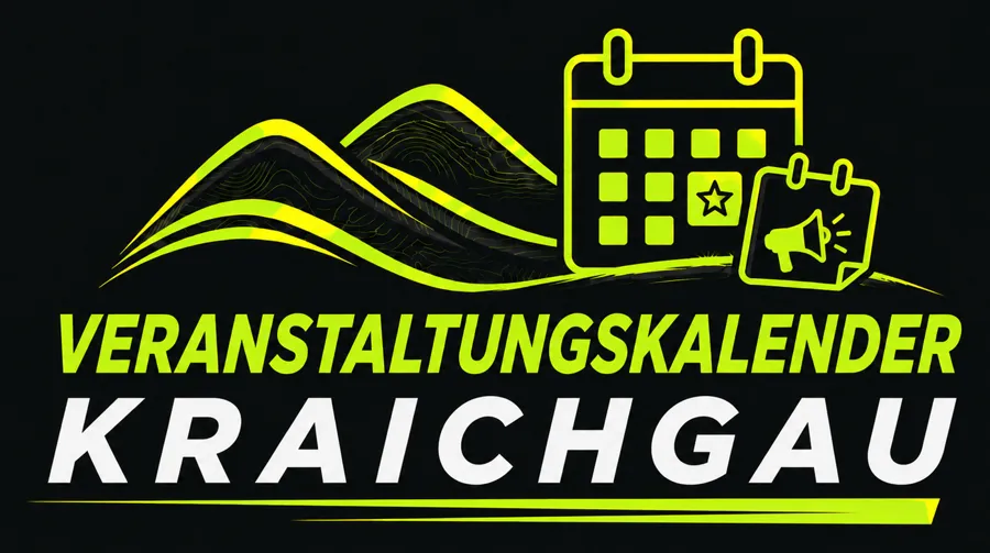 Grafik „Veranstaltungskalender Kraichgau“ mit Kalender und Megafon